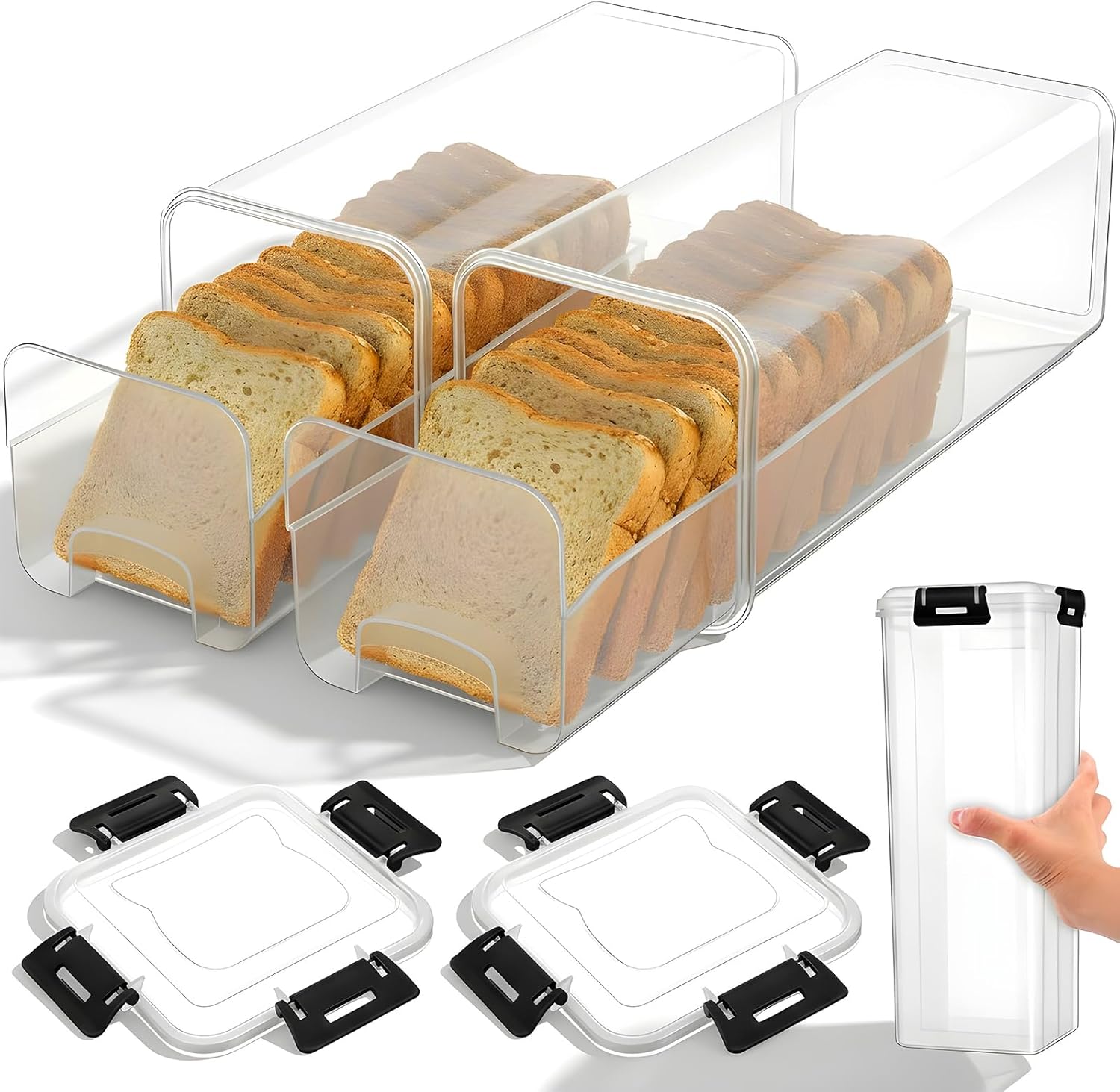 Drawer Organizer Tray - 밀폐형 뚜껑이 있는 빵 보관 용기,