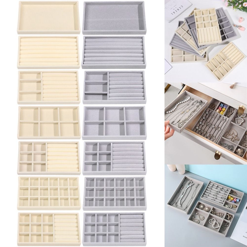 Drawer Organizer Tray - 정리함 박스 스태커블 벨벳 보석 보관함