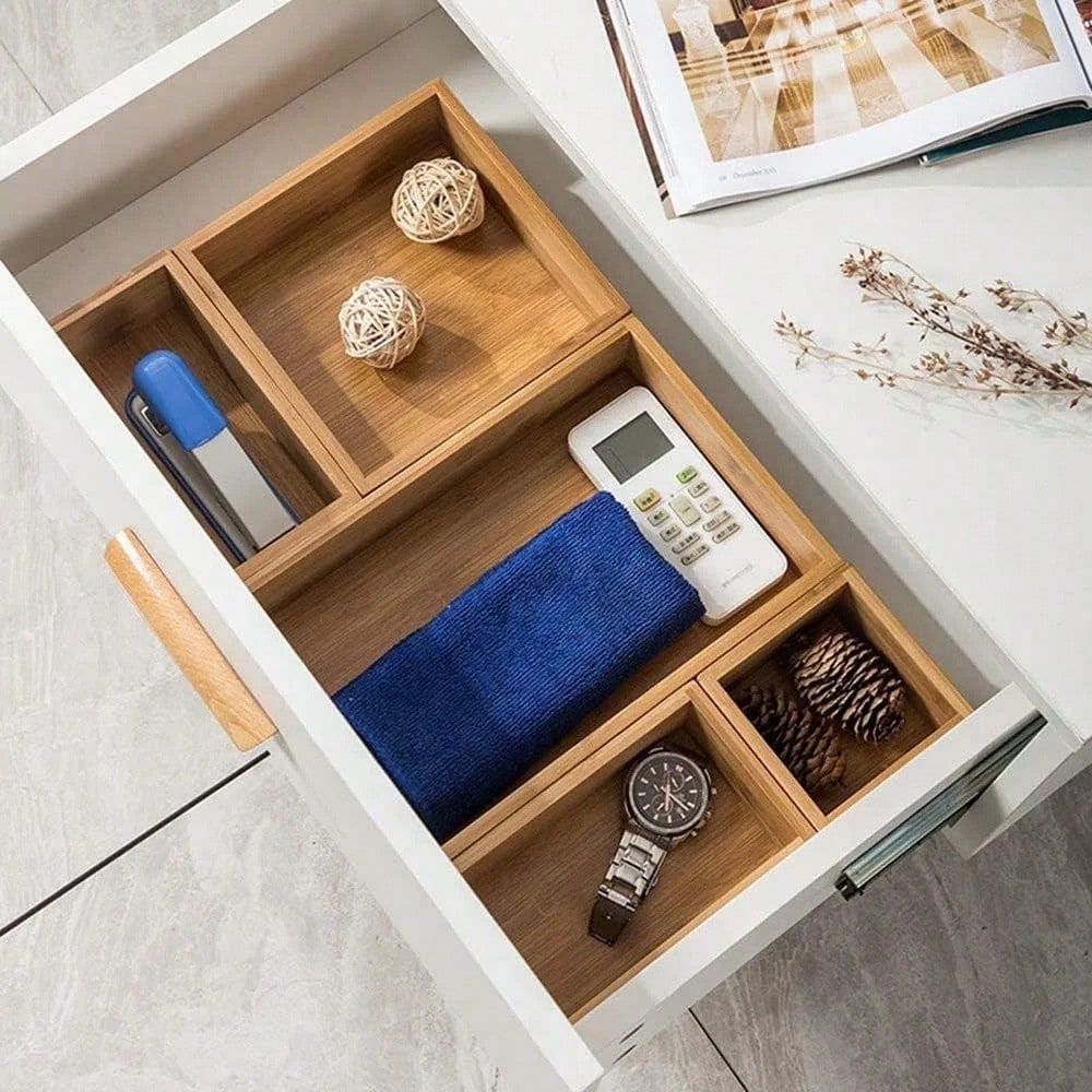 조절 가능한 나무 2단 서랍 칸막이가 있는 대나무 서랍 - Drawer Organizer Tray 리뷰 및 가격