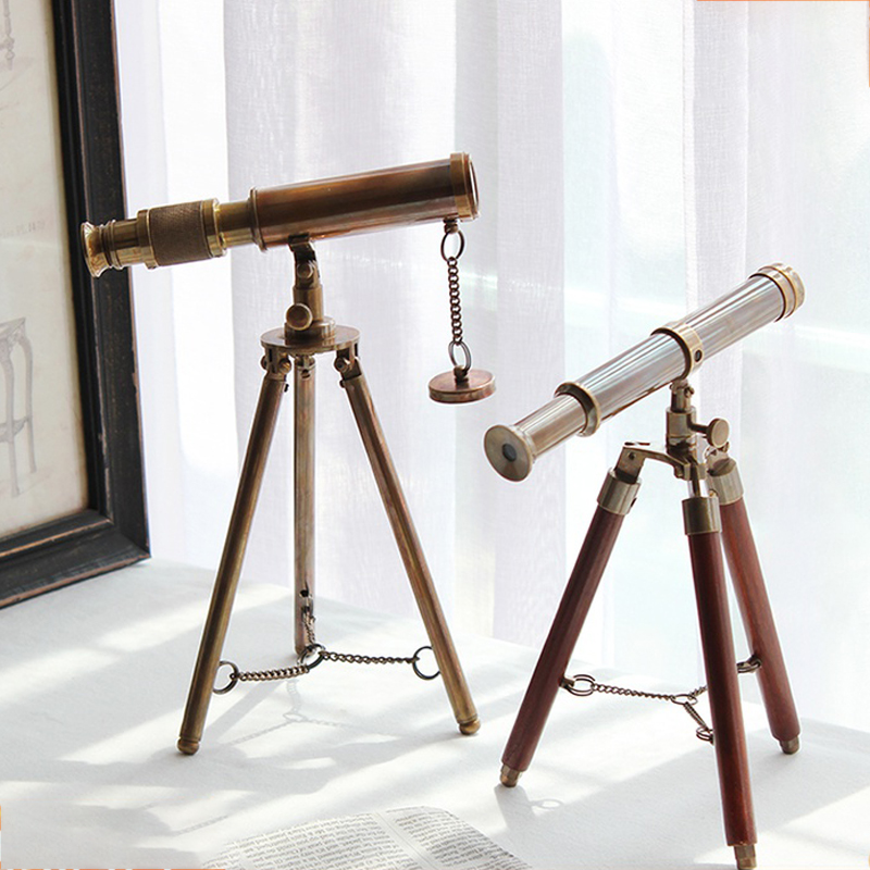레트로 황동 망원경 데스크탑 장식, 금속 구리 조각 망 - Office Furniture Equipment 리뷰 및 가격