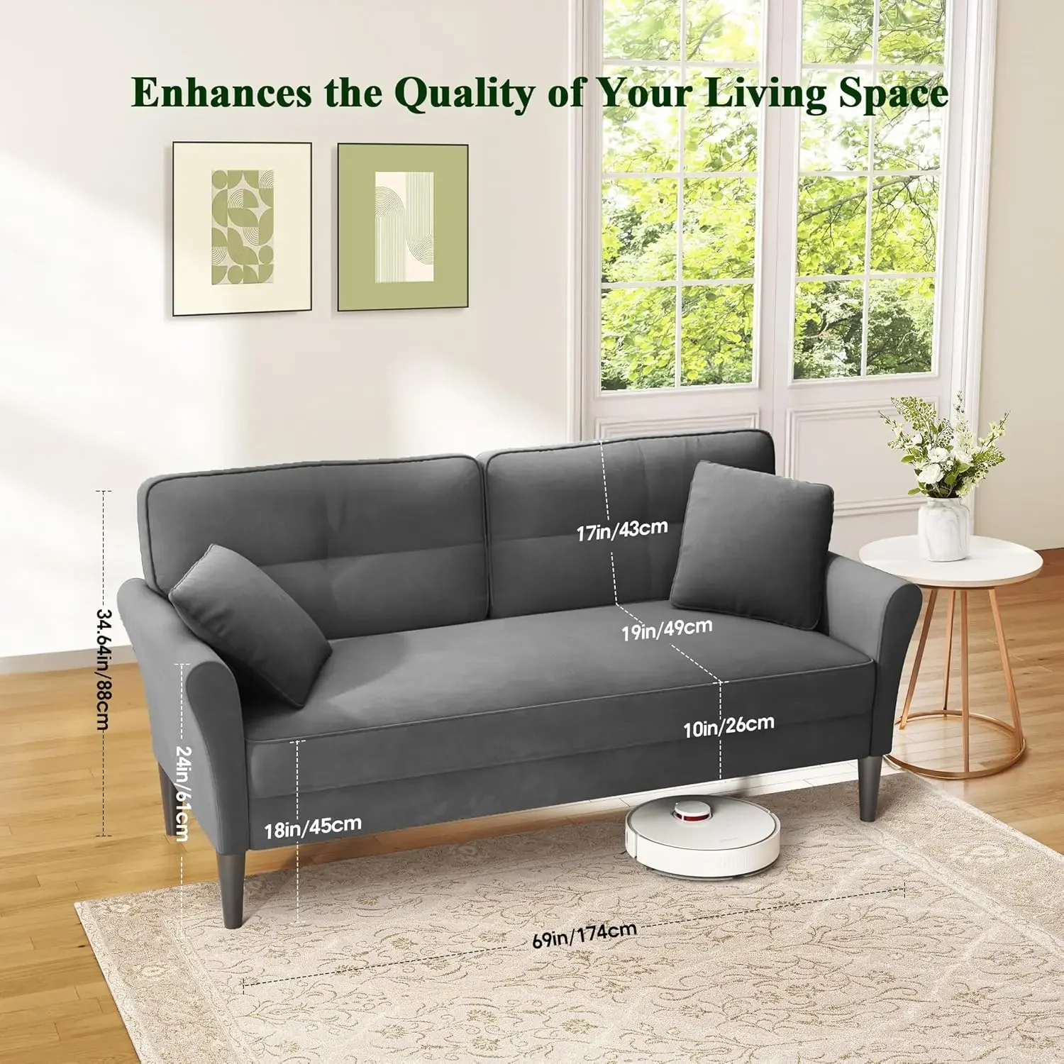 69인치 러브시트 소파, 작은 공간을 위한 벨벳 소형  - Office Furniture For Small Spaces 리뷰 및 가격