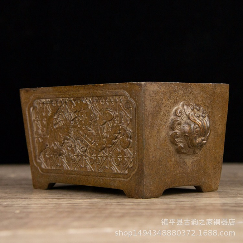 황동 불사조 무늬 동물 귀 직사각형 향로 장식품 (사무 - Office Furniture Phoenix 리뷰 및 가격