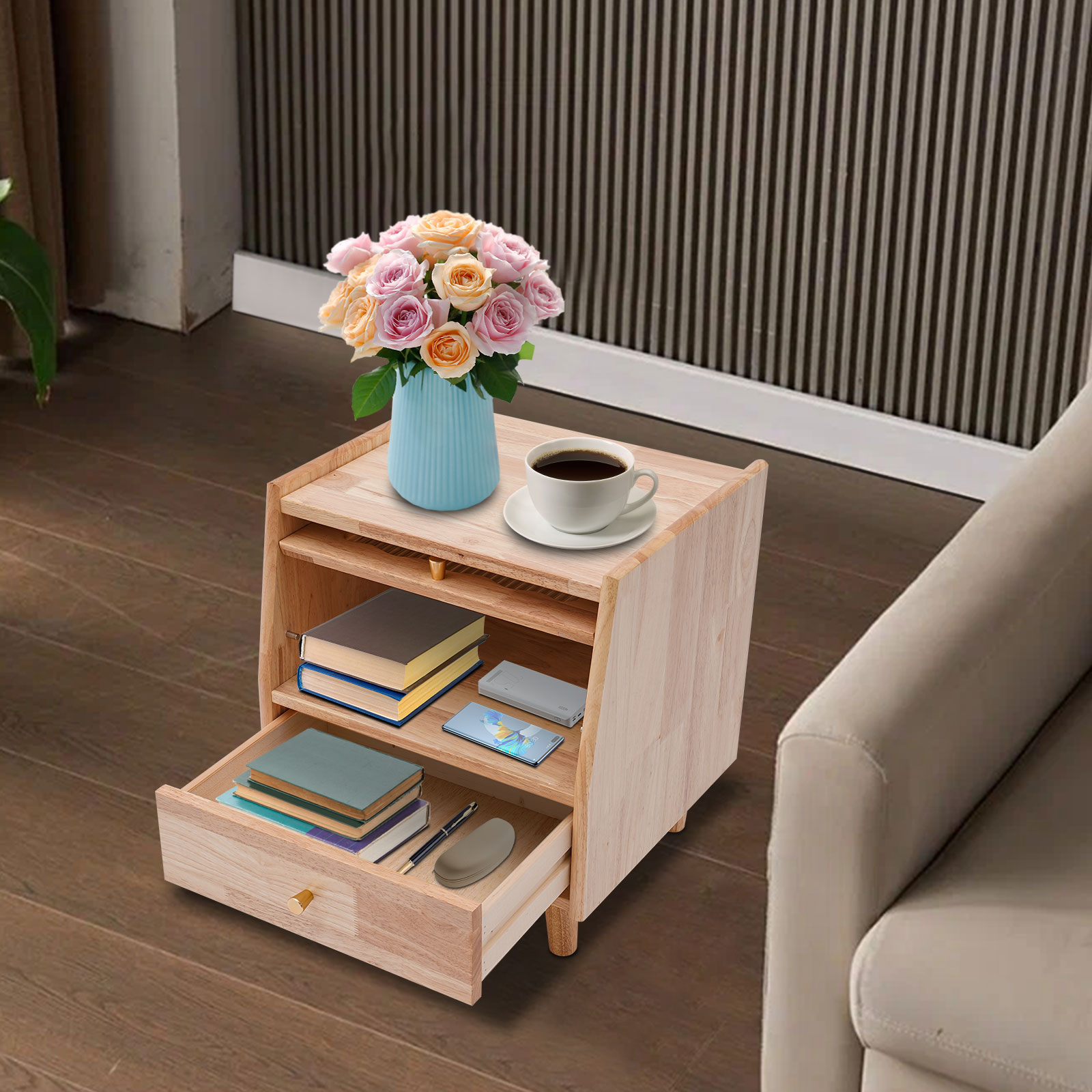 2단 침대 옆 수납장 고무나무 유리 나이트스탠드 서랍  - Office Furniture For Small Spaces 리뷰 및 가격
