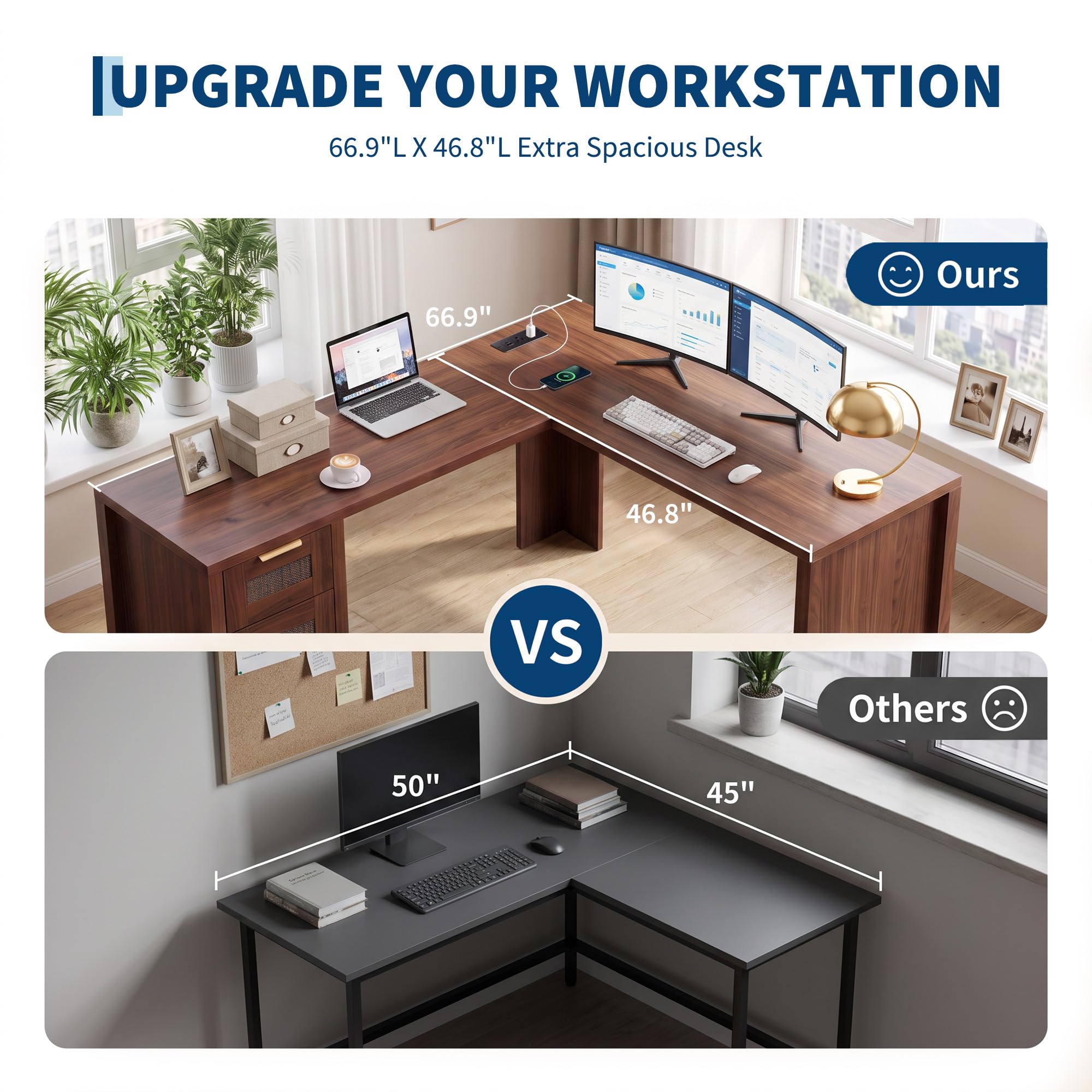 수납 선반이 있는 L자형 사무용 책상, 현대적인 디자인 - Office Furniture For Small Spaces 리뷰 및 가격
